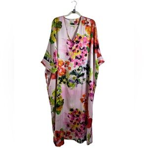 Natori Private Luxuries Floral Kaftan Sleep Dress Pink Multi LG